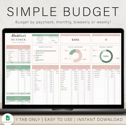 Budgeting template for Excel & Google Sheets (all currencies)